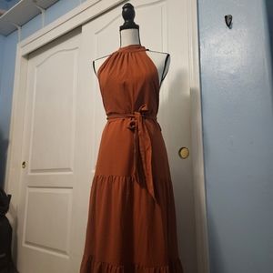 Rust Halter Maxi Dress